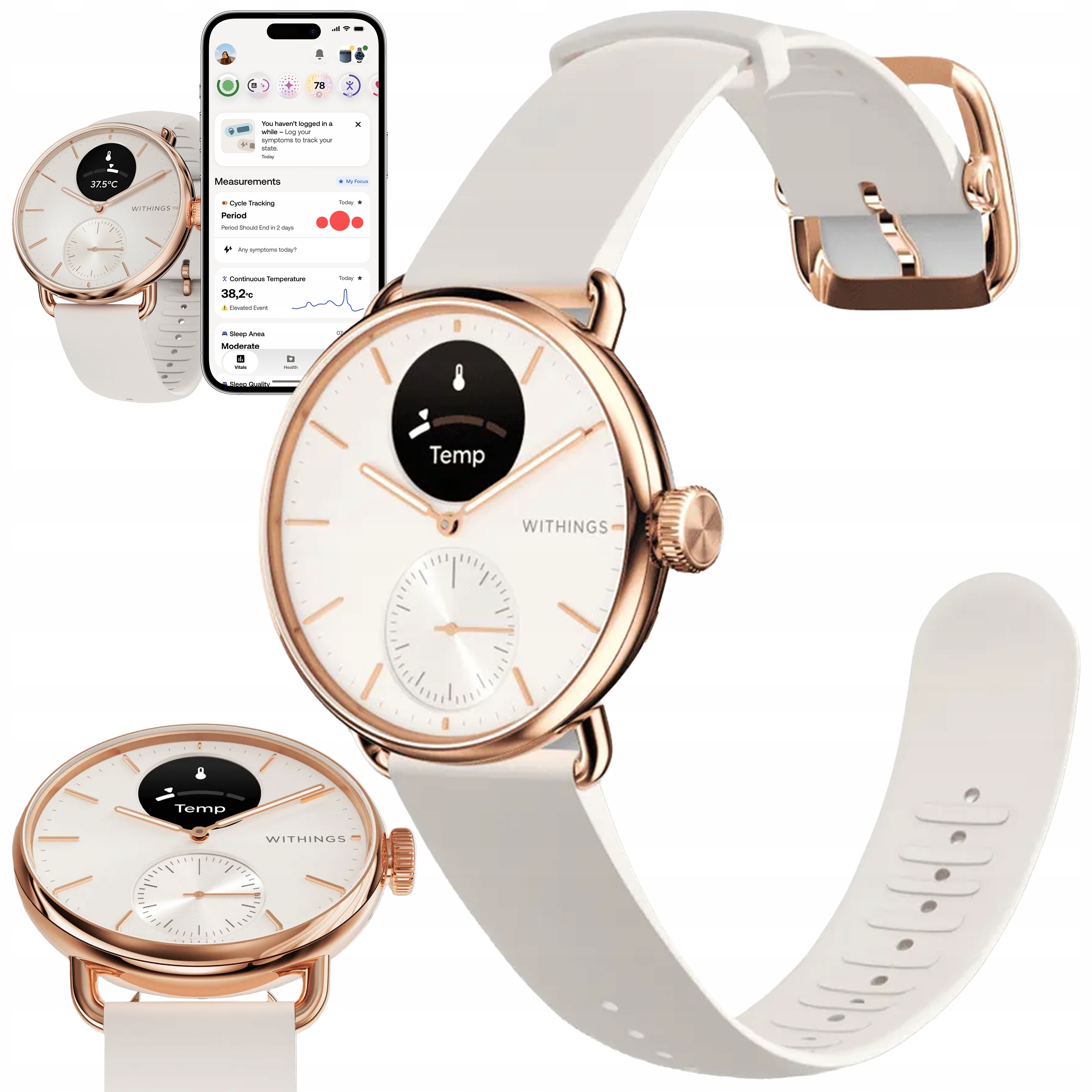 Withings ScanWatch 2 – hodinky 38 mm s Ekg, měření tepu, SPO2, teplota