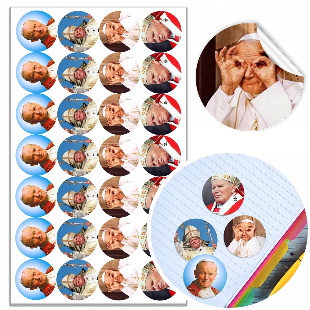 

Arkusz Naklejek Papież Jan Paweł II 21x12cm