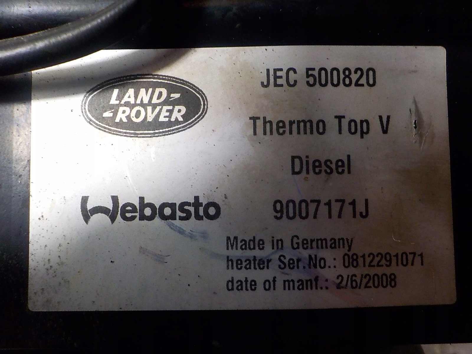 RANGE ROVER SPORT L320 webasto WEBASTO JEC500820 9007171J