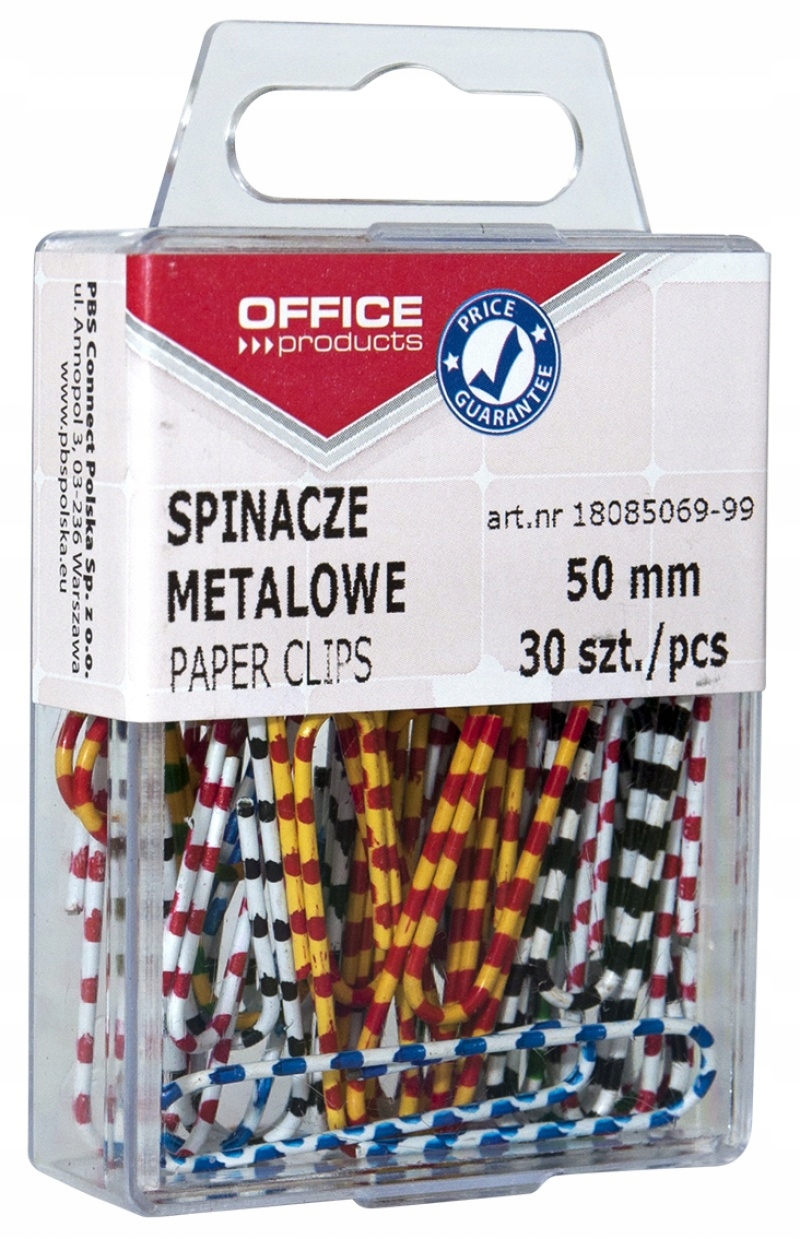 

Spinacze Zebra 50mm 30szt mix biurowe okrągłe