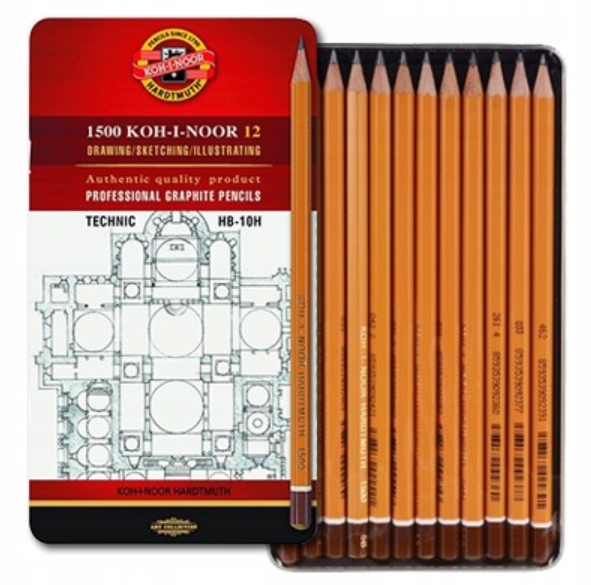 OŁÓWKI KOH-I-NOOR ZESTAW HB-10H DO RYSOWANIA Liczba sztuk w ofercie 12 szt.