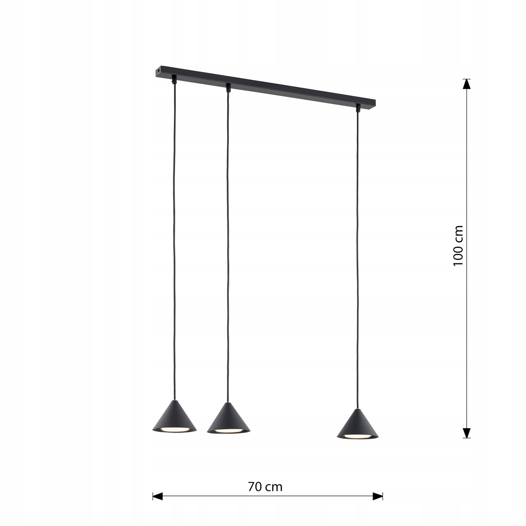 Dlouhá závěsná lampa černá Led GX53 Emibig Elit 3 nad pultový ostrovní stůl