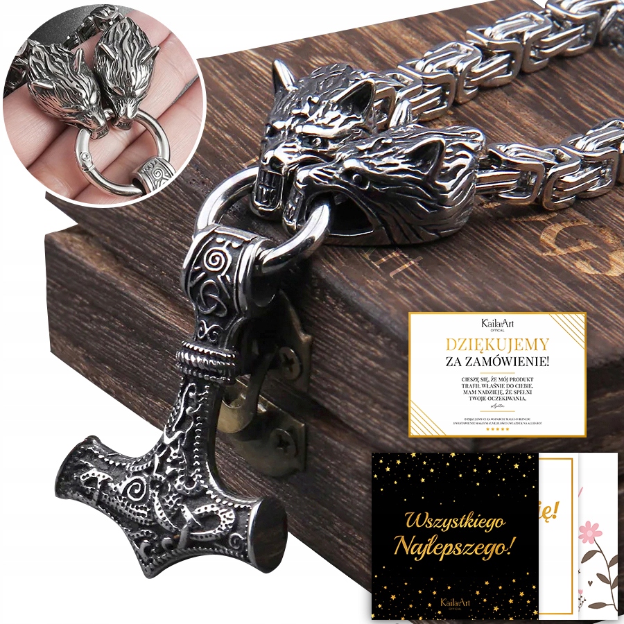 Medailon Zaklínač Viking VLCI Pánský Náhrdelník Thor Kladivo Přívěsek Stříbrný