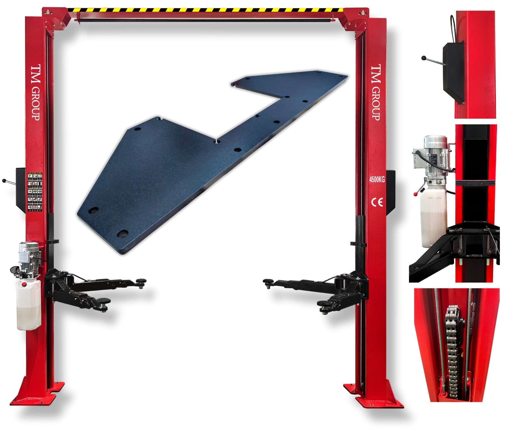 PODNOŚNIK DWUKOLUMNOWY PREMIUM ŁĄCZONY GÓRĄ PÓŁAUTOMAT 4,5T NA RAMIE