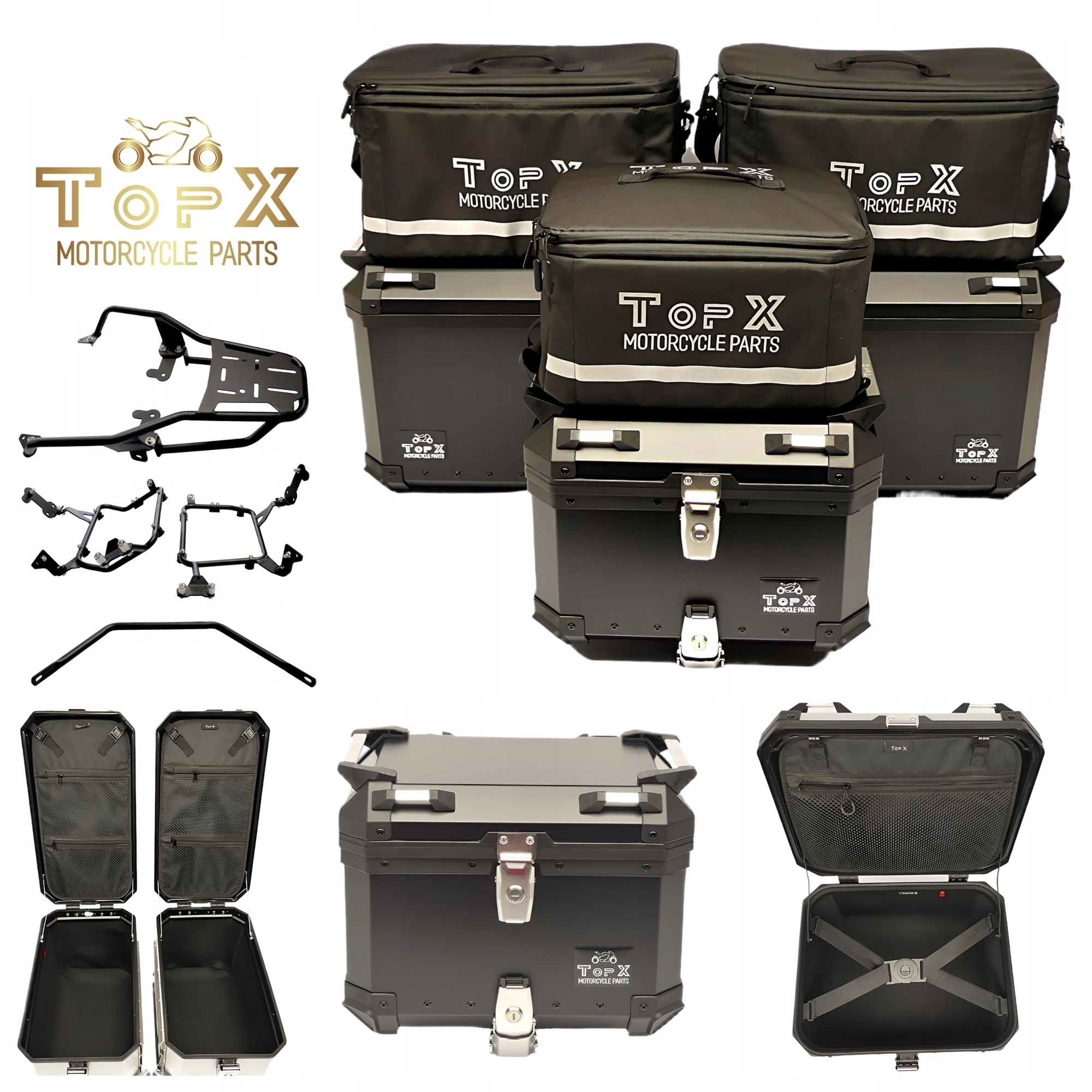 Honda X-adv 750 XADV750 21+ Sada kufrů Boční rámy Alu Tašky Černá