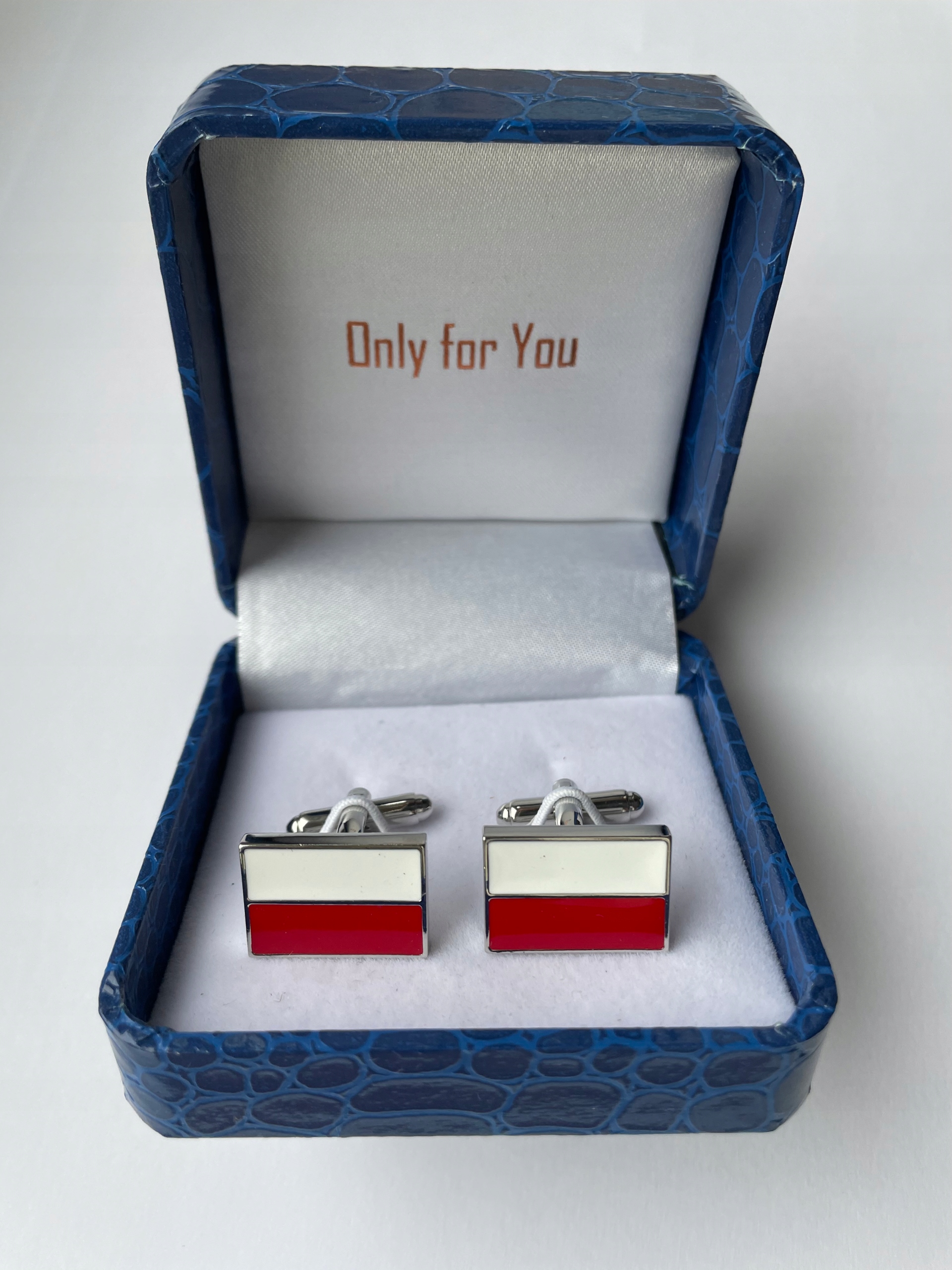 Stříbrné manžetové knoflíčky Exc Polska Národní vlajka pro patriota Pouzdro Sr.