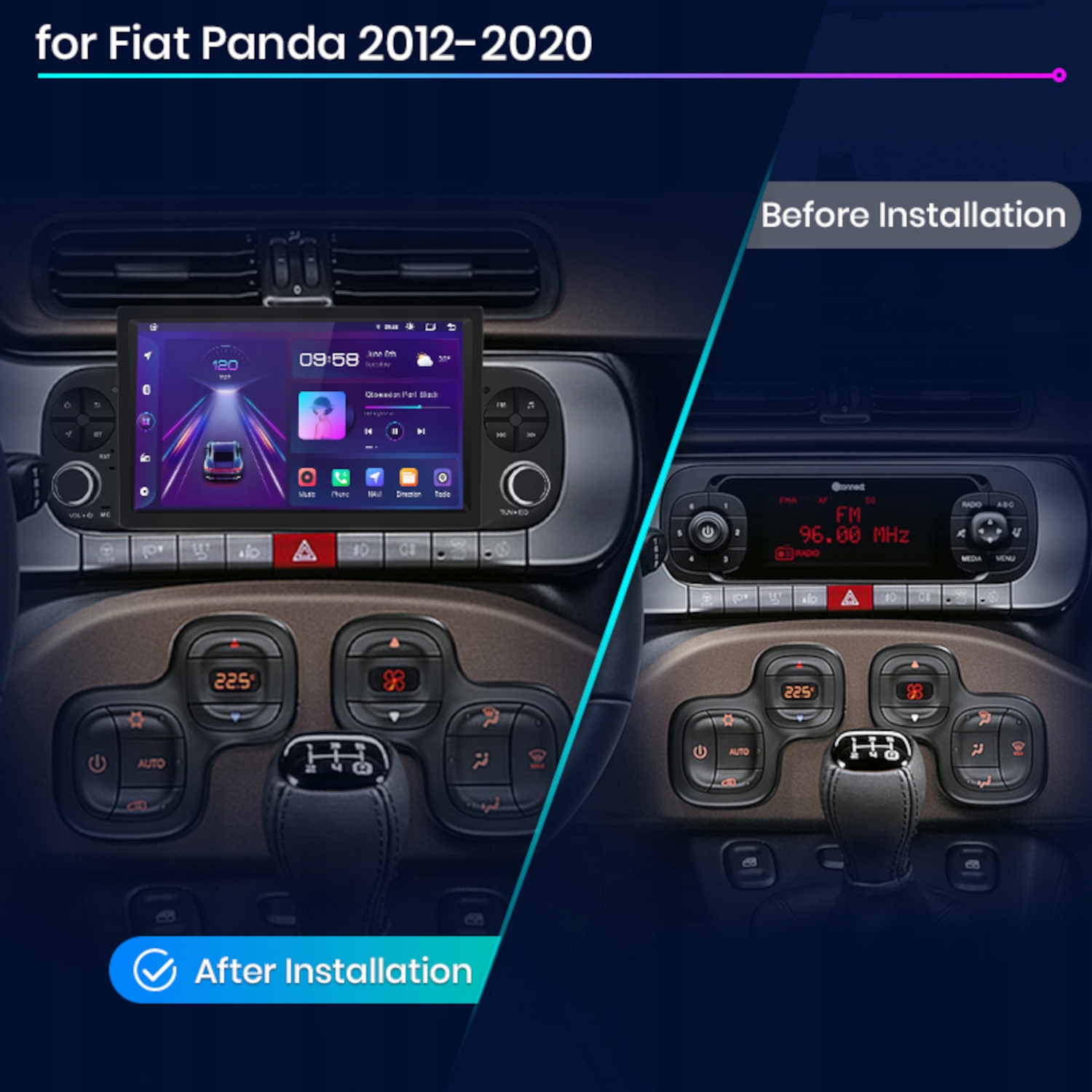 Radio Android Fiat Panda Carplay Android Auto (2013-2020) 6+128GB