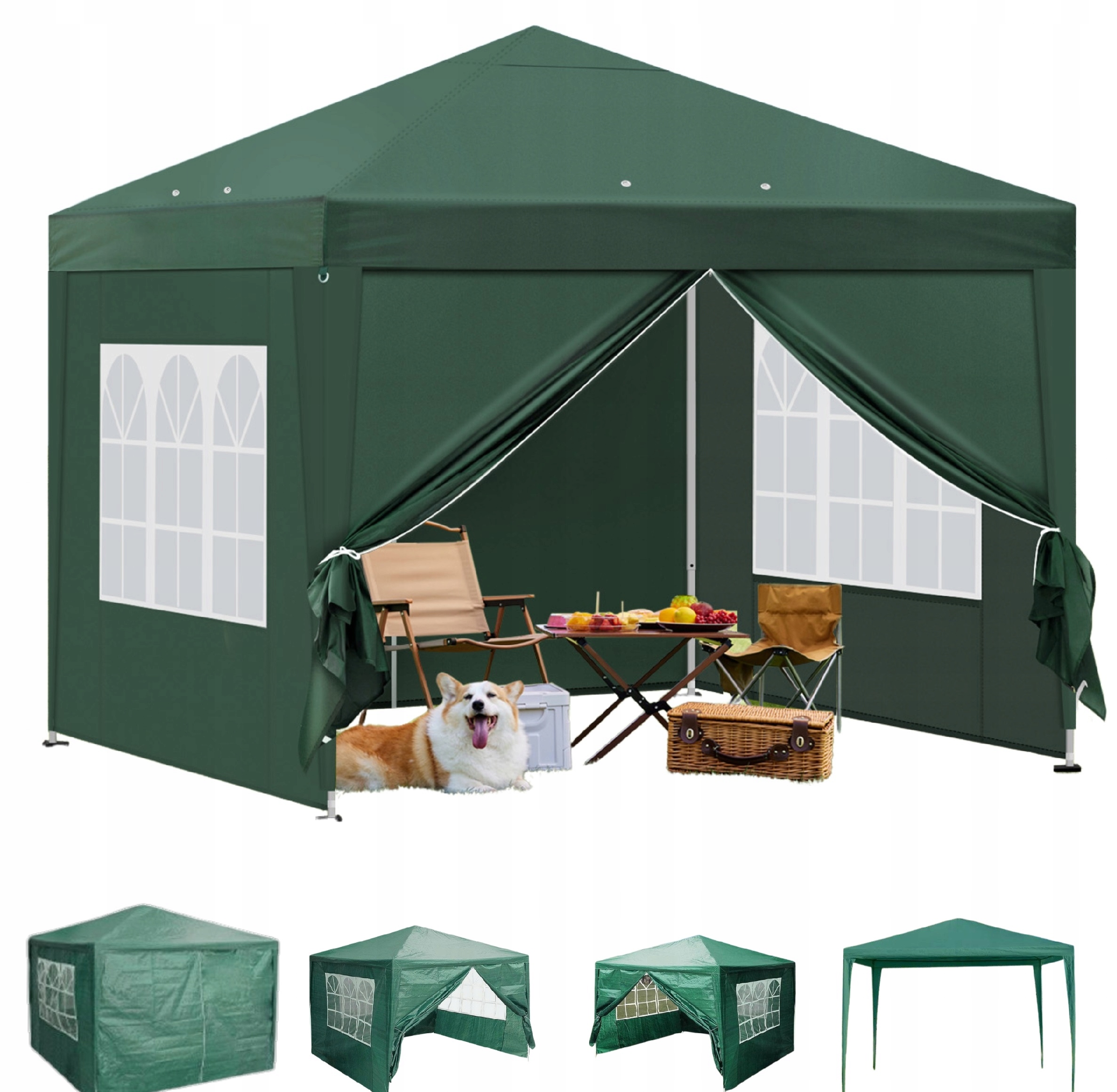 TG77595-1 Záhradný Pavilón Stan 4 Steny Altánok Do Záhrady Párty Hand