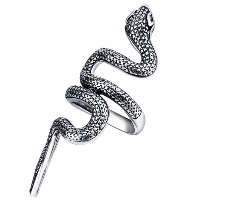 

Srebrny Pierścionek Srebro długa żmija Snake