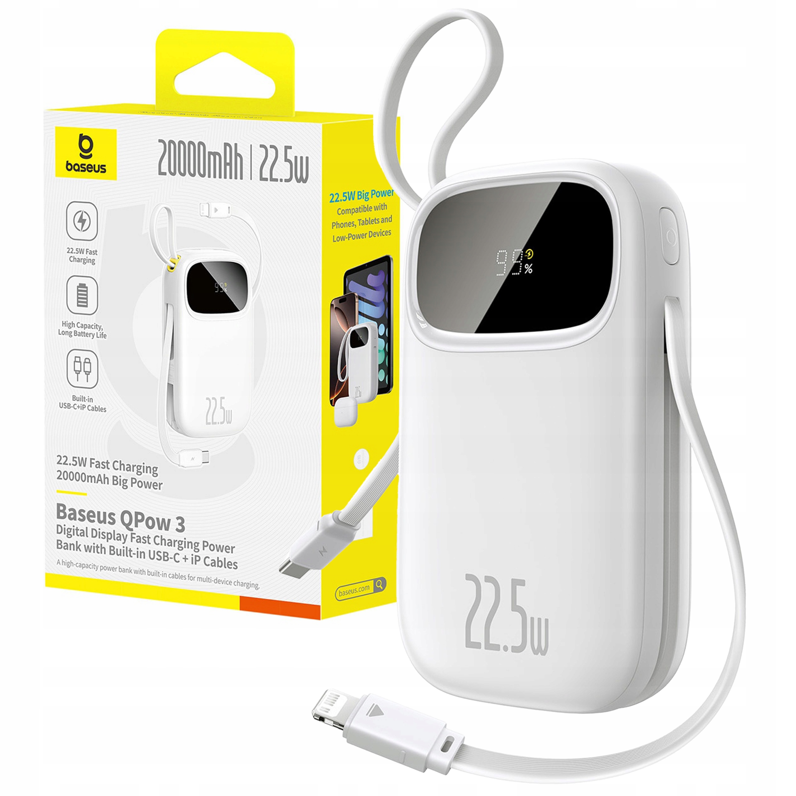 Powerbanka Baseus 20000 mAh 22.5W Usb-c Lightning Rychlé Nabíjení Pro Iphone