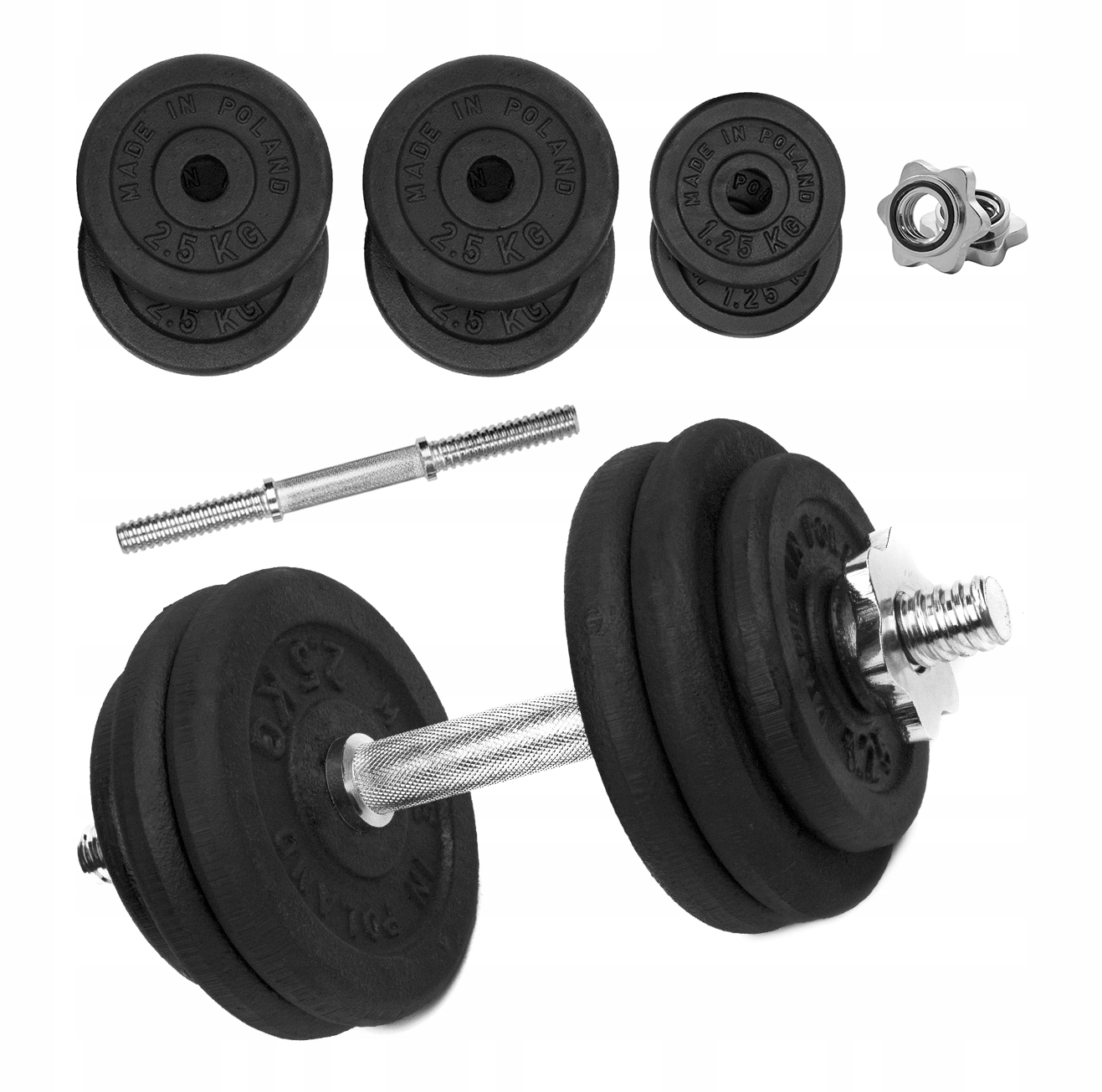 

Hantla Żeliwna 1x15kg hantel 15kg gryf obciążenie