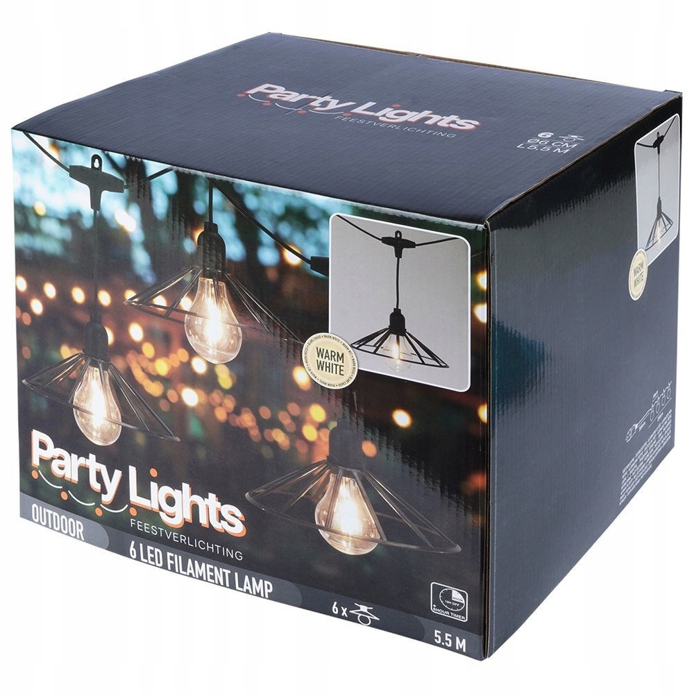 Lampičky Girlanda Svítící venkovní 6x žárovka světelný řetěz