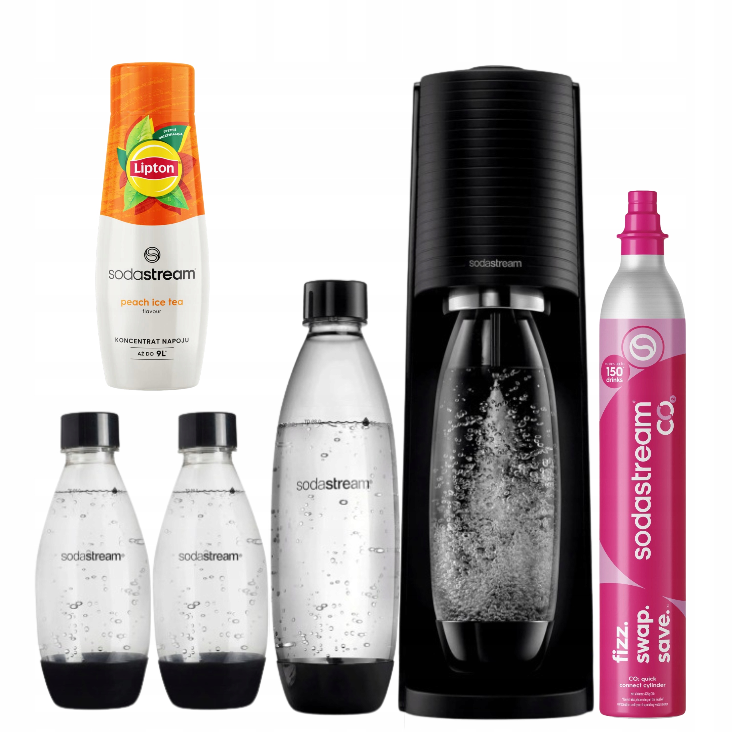 Saturátor SodaStream Terra čierny 3 fľaše Ice Tea Peach bombička CO2