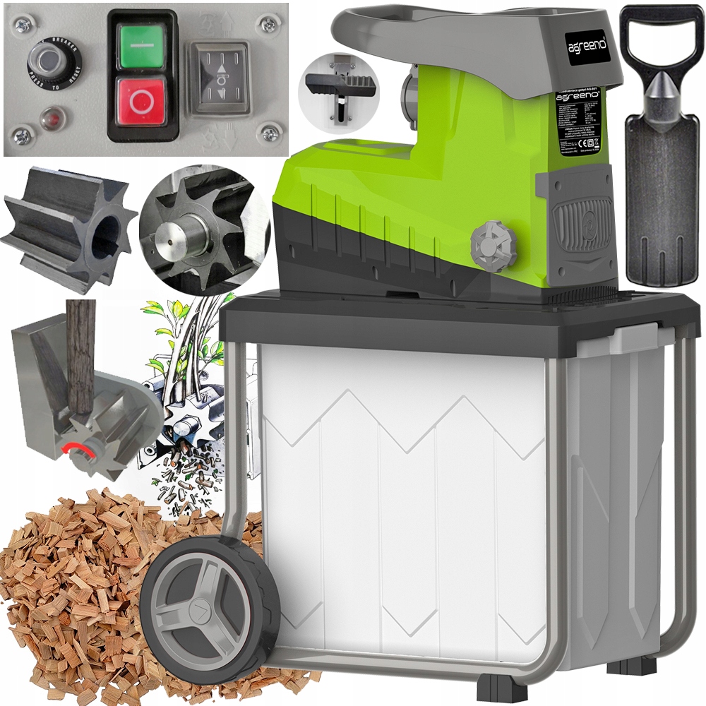 Elektrický drvič konárov Valcový Frézový Aluminium 60 l