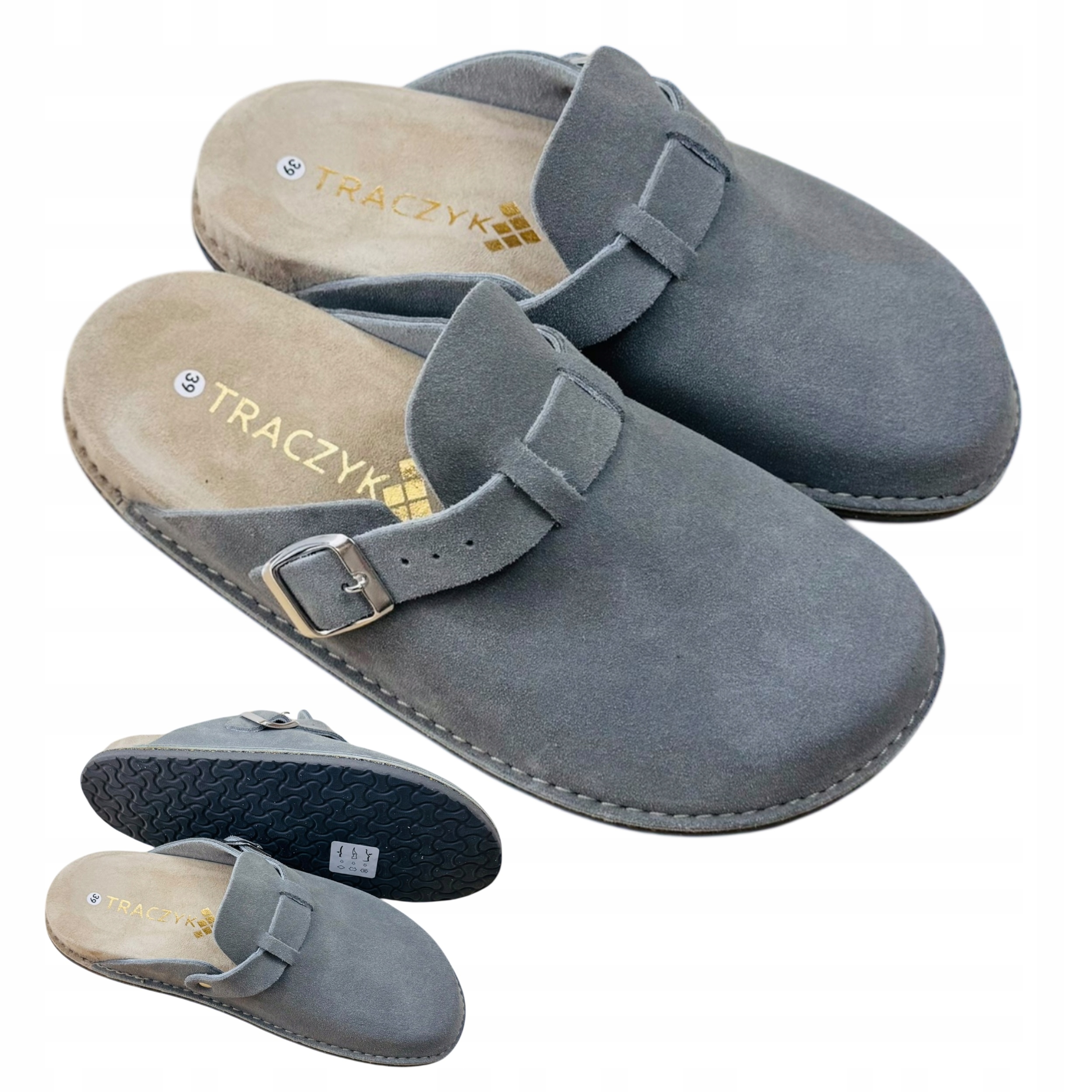 Nazouváky Pohodlné Semišové Chodaki Přírodní Kůže Taupe Fusbet vel.