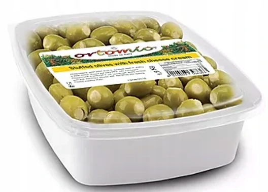 Zelené olivy plněné čerstvým sýrem a parmezánem v slunečnicovém oleji,1,9kg