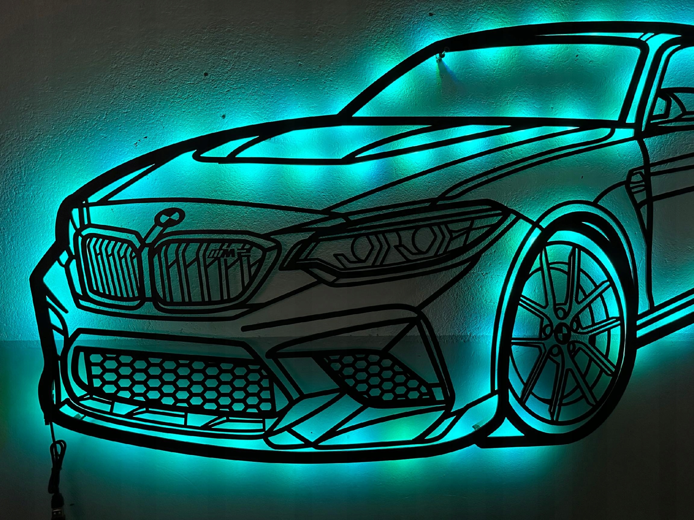 Drevený 3D obraz Bmw M2 Styl Line Dekorácia Darček Nočná Lampa Led XL