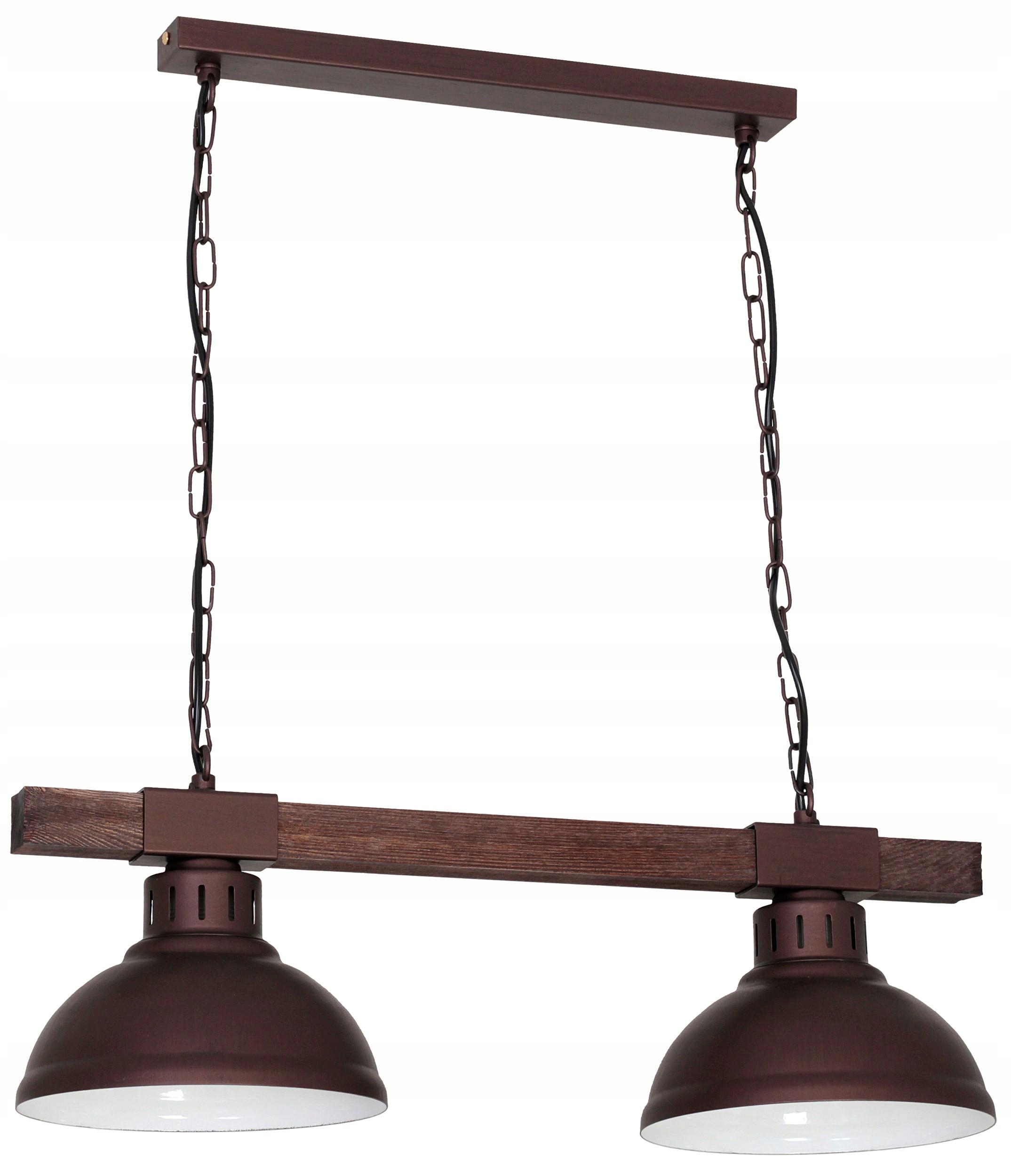 Závesná stropná lampa Hakon tmavohnedá 2xE27 klasická do kuchyne