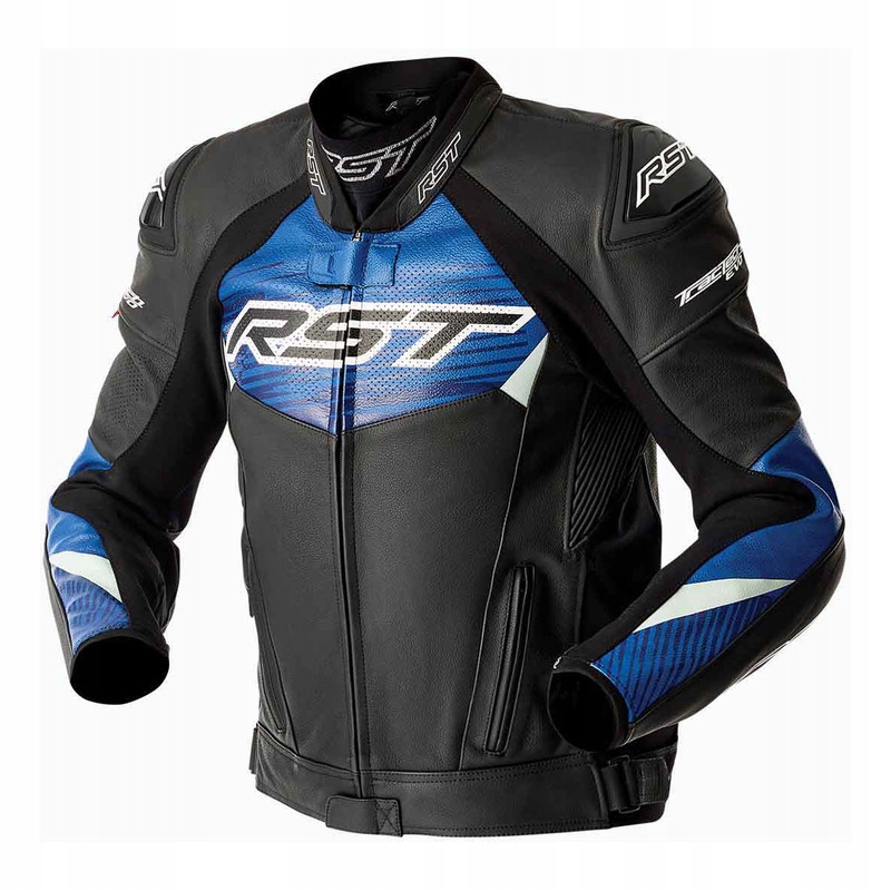 Kožená Motocyklová Bunda Rst Tractech Evo D3O Black Blue XL