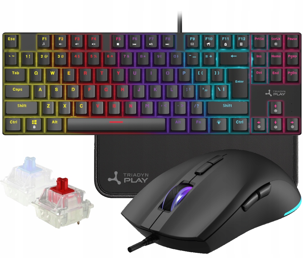 Zestaw Gamingowy Klawiatura Mechaniczna Rgb RedSW Mysz Podkładka