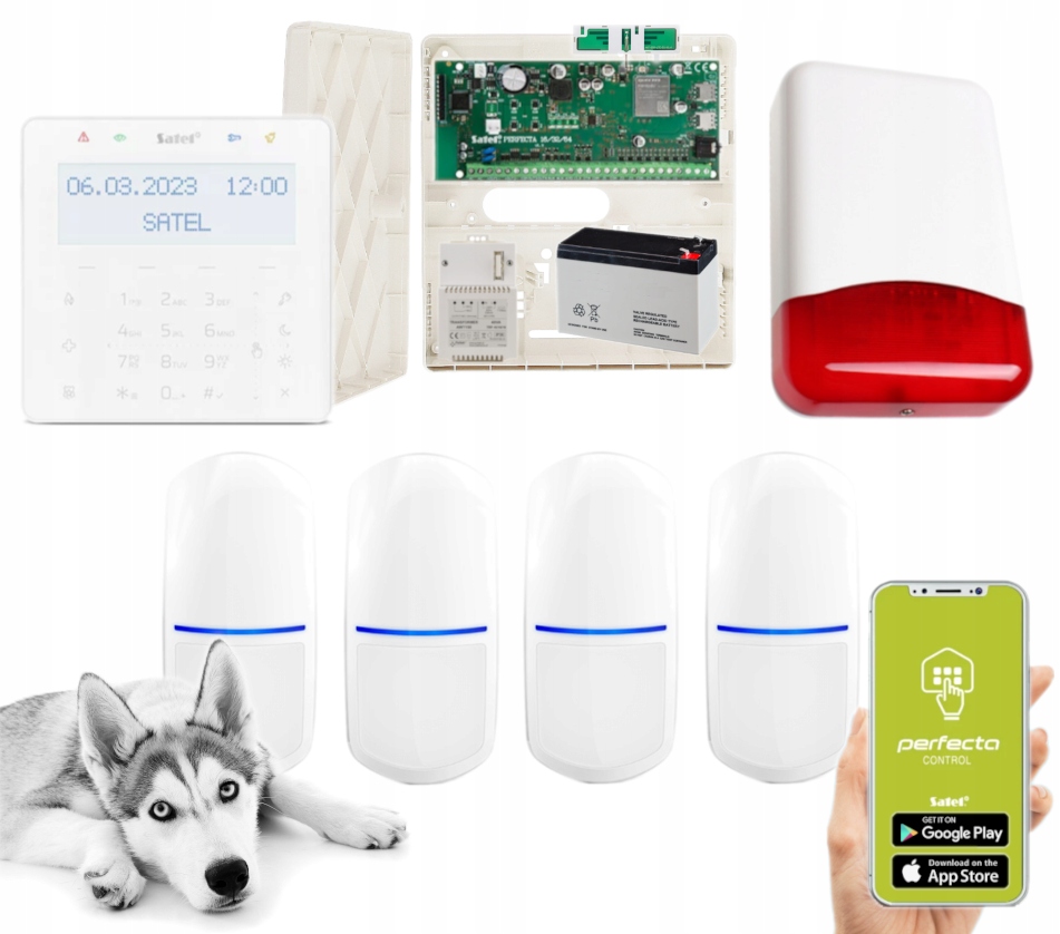 Alarm Satel Perfecta 64 M Lte Apka Syrena 4 Czujki Slim-pir-pet KSG2R-W