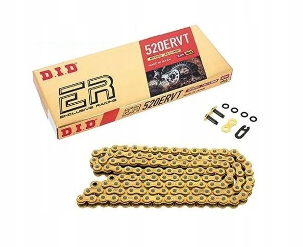 DID 520ERVT-96 Hnacia Reťaz (96 Článkov) X-krúžok (zlatý) (otvorený Spona)