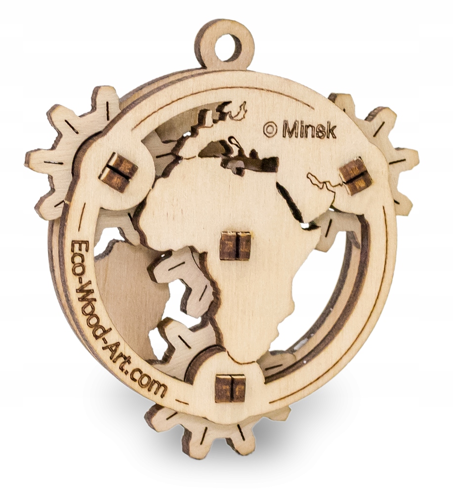Eco-Wood Drewniane Puzzle 3D Mały Globus Liczba elementów 14