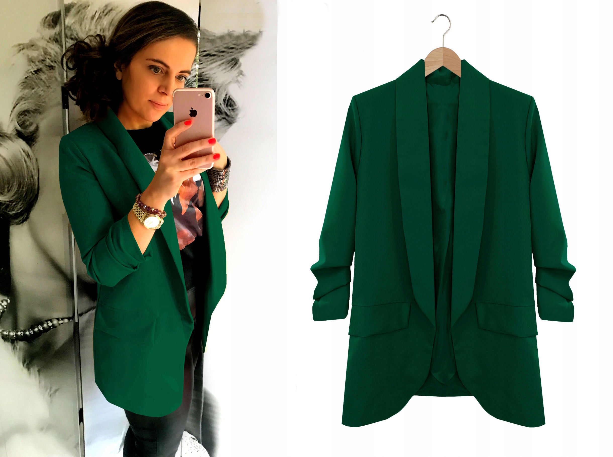 Marynarka Damska Włoska dłuższa Model Wyszczuplający podsze Butelka 6XL