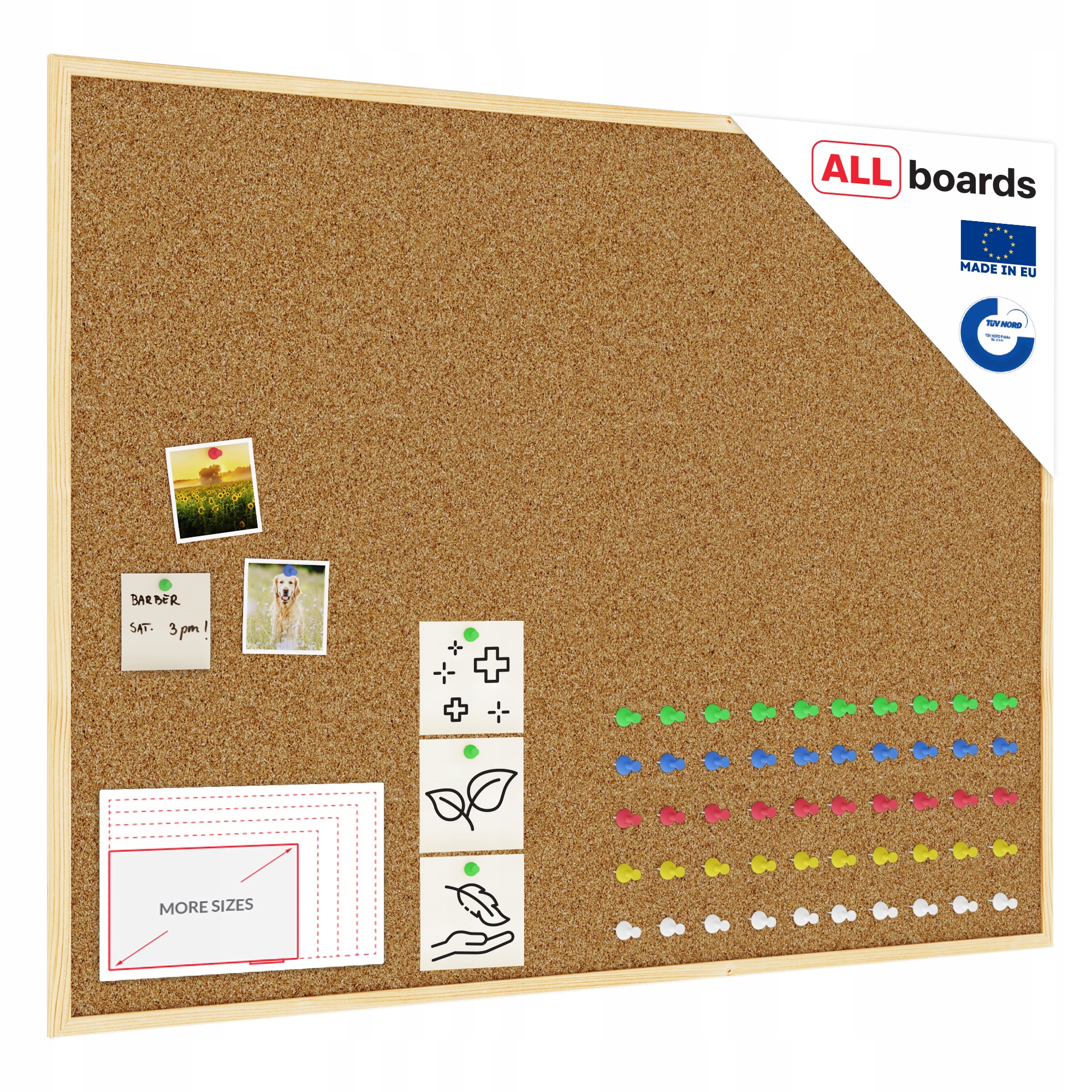 Tablica korkowa 100x80 rama drewniana pineski GR!