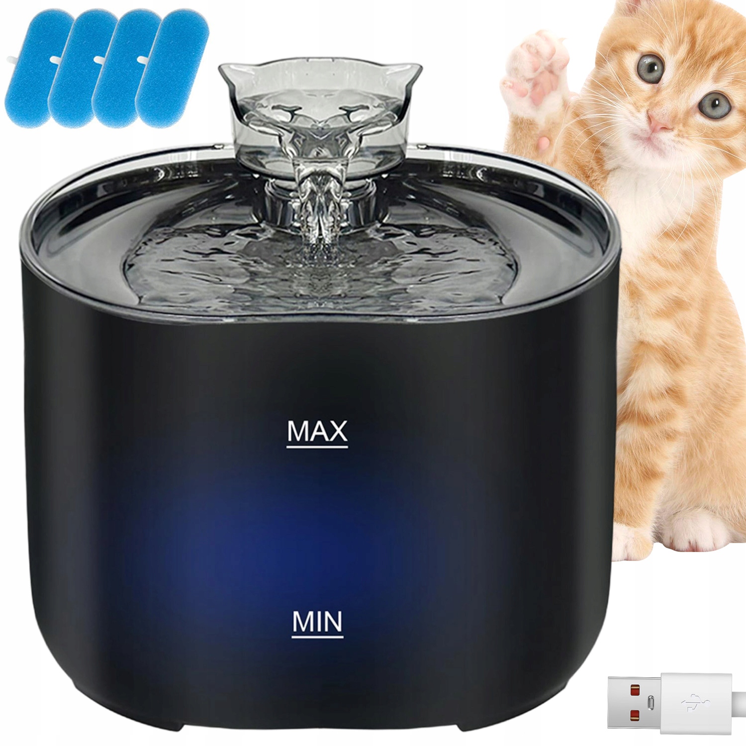 Levně Napáječka Fontána Pro Kočky Psa Automaticky Viditelná Hladina Vody Trvalá