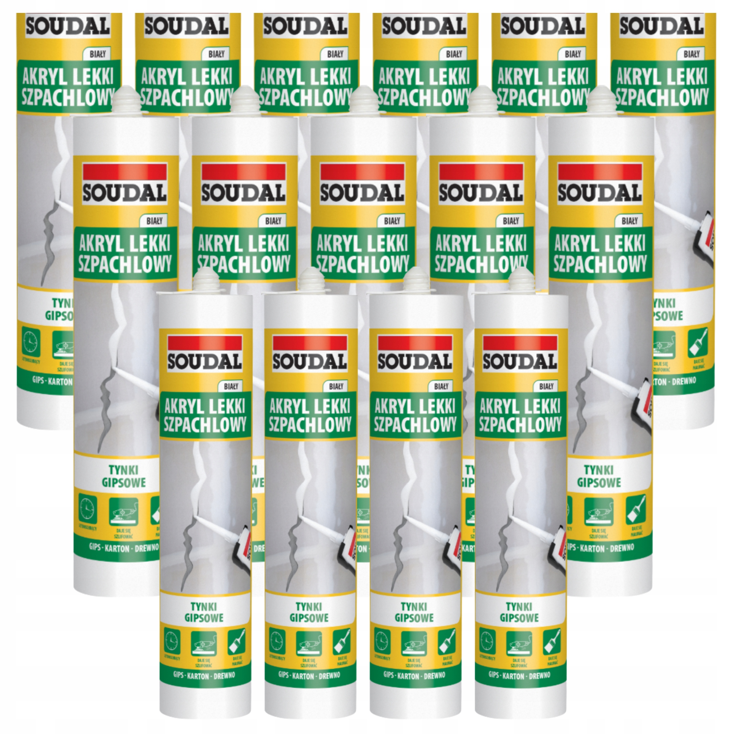 Akryl lehký stěrkový bílý Soudal 280 ml stavební akryl odolný 15 ks