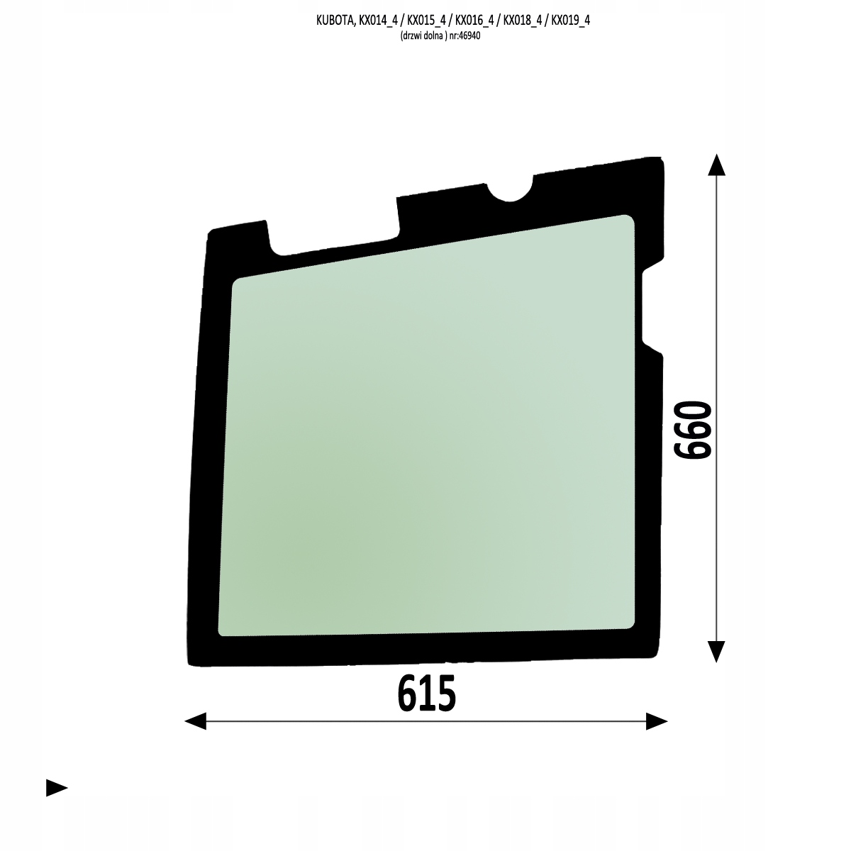 RG15846940 - СТЕКЛО ДВЕРИ KUBOTA KX 014-4 015-4 016-4 018-4 019-