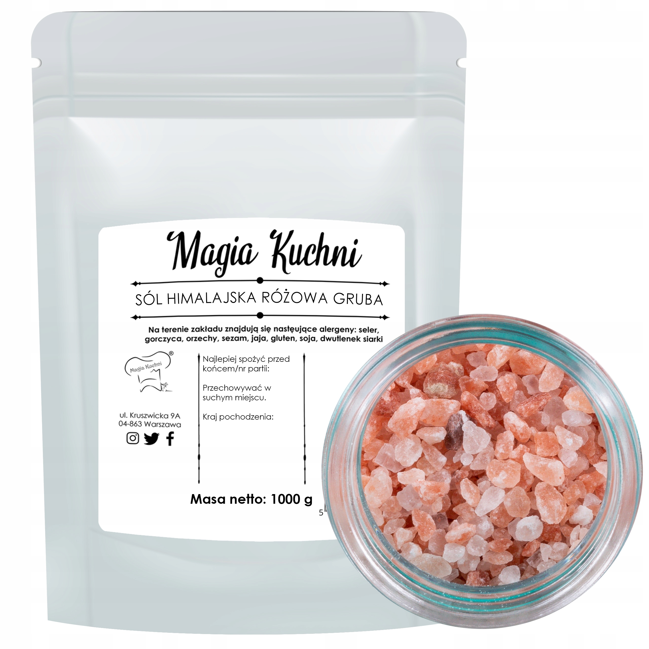 SÓL HIMALAJSKA GRUBA 1kg RÓŻOWA Naturalna