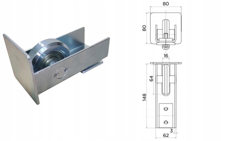 SOLIDNE WÓZKI DO BRAMY PRZESUWNEJ 5 - ROLEK SZYNA 80x80 WÓZEK ROLKI ZESTAW Stan opakowania oryginalne