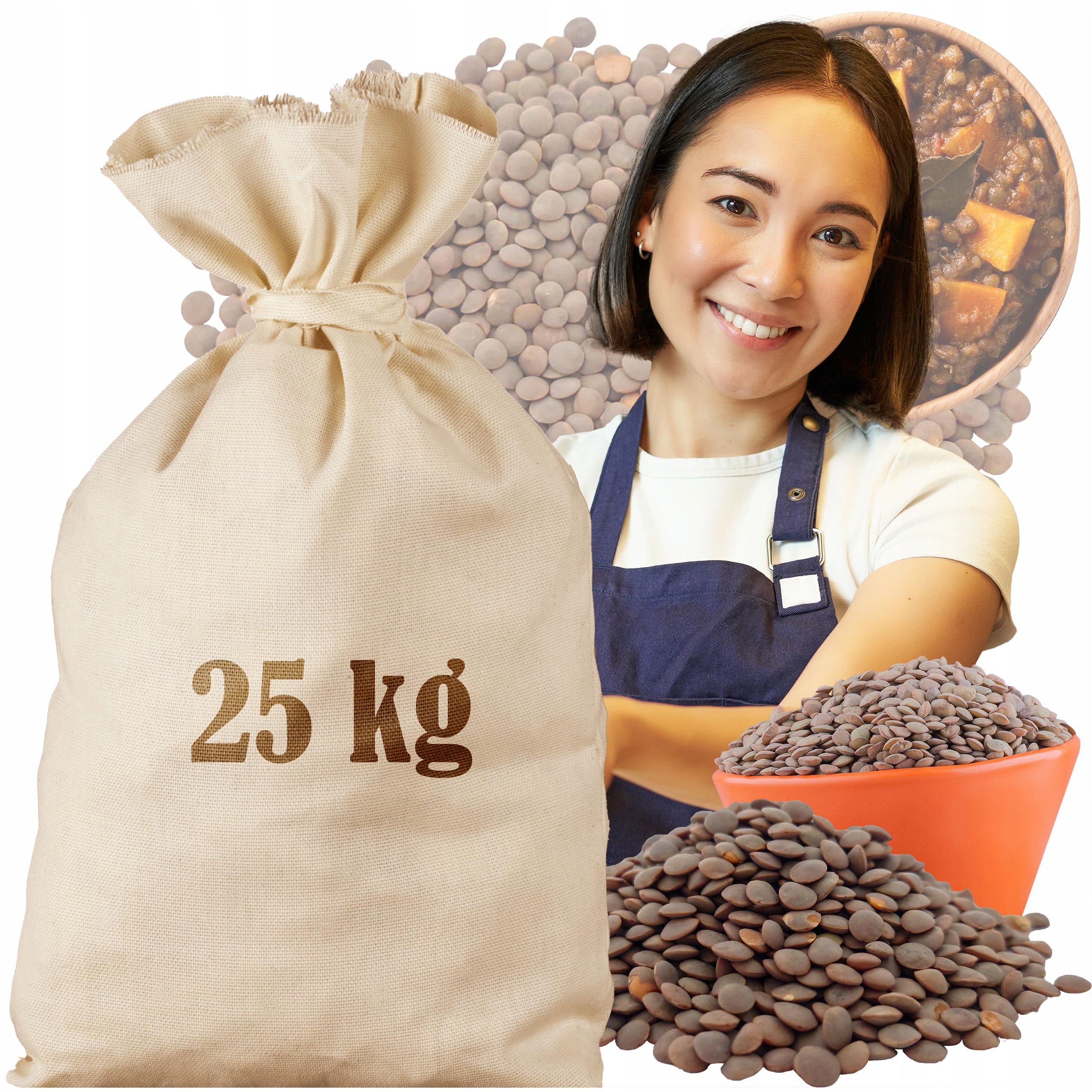 Čočka Hnědá půlky Zrno 25kg sáček