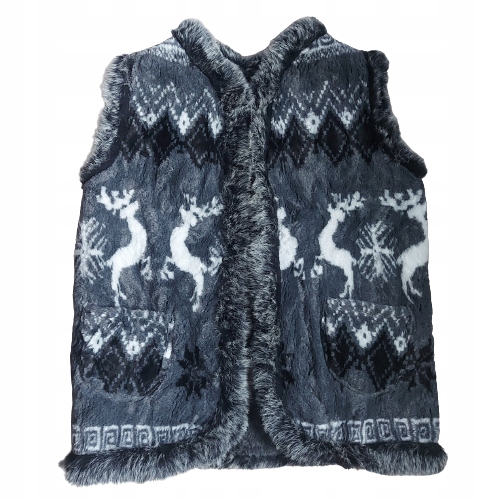 Vlněná vesta s kožíškem dámská Vesta vel. 54 Šedá