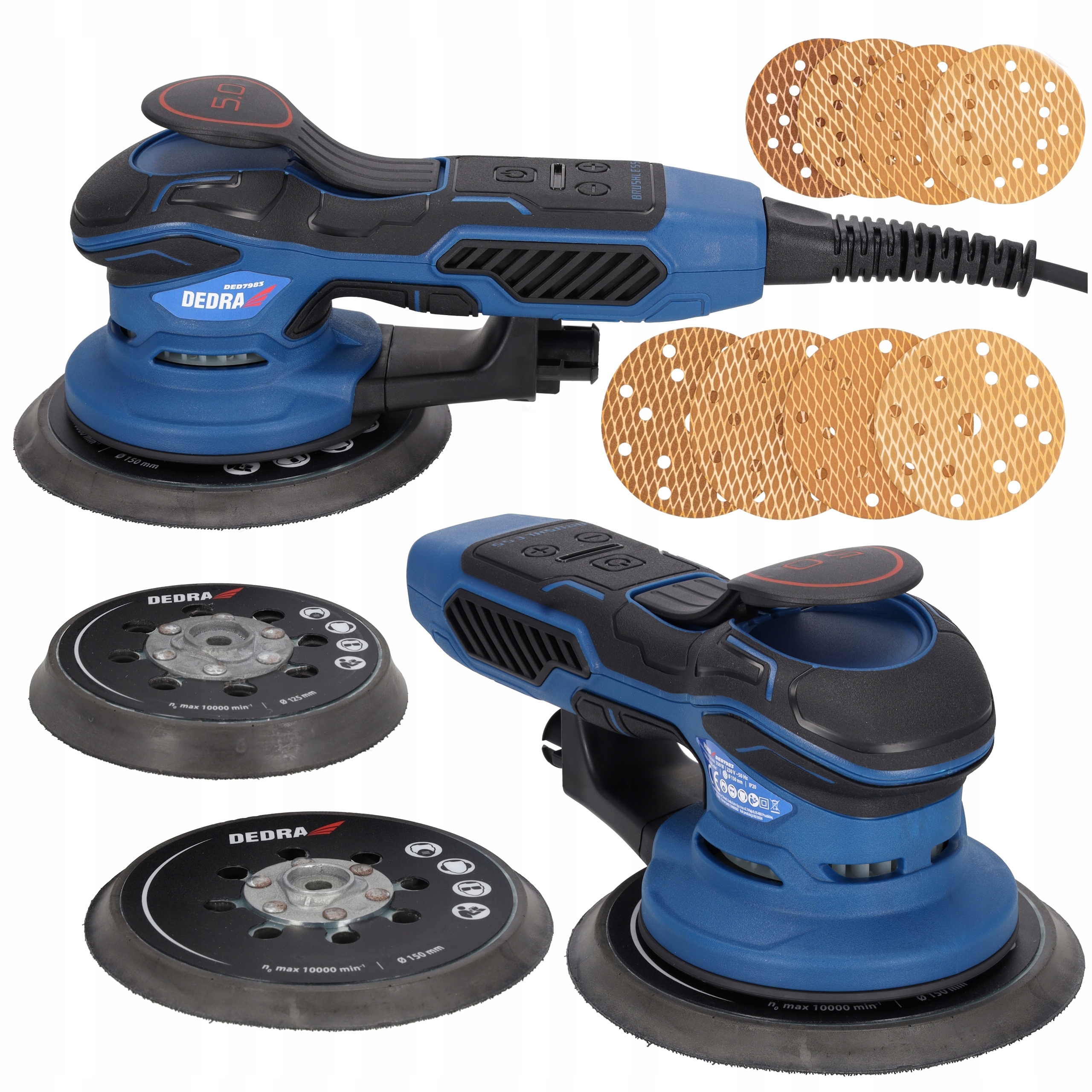 Szlifierka Mimośrodowa oscylacyjna Dedra 150mm 125mm 4000-10000 obr 350W