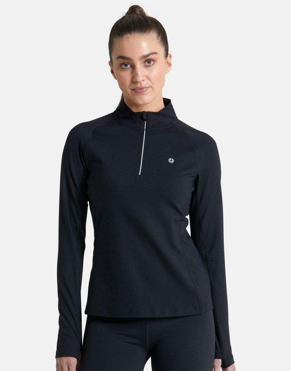 Czarna Cienka Bluza Sportowa Bluzka Zamek Dopasowana Gym Coffee S