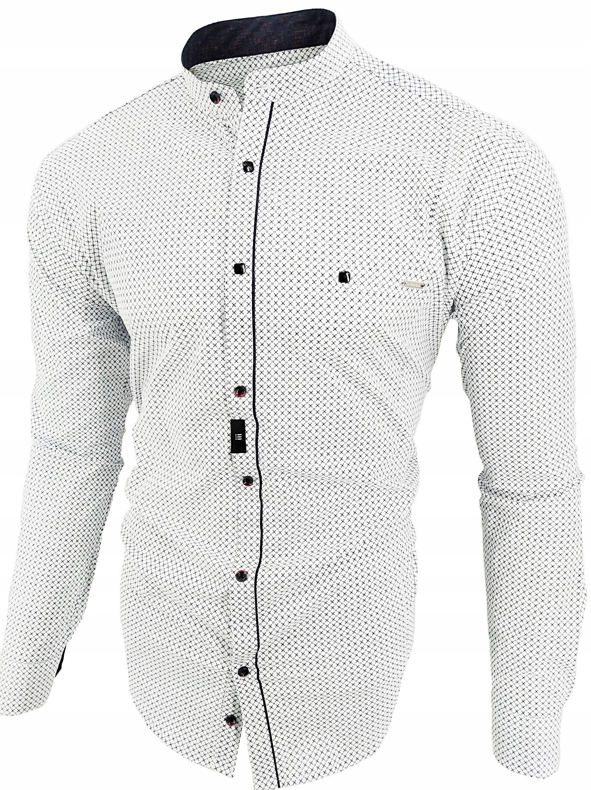 KOSZULA MĘSKA BIAŁA WE WZOREK [SDN 697] ROZMIAR: XL 43/44