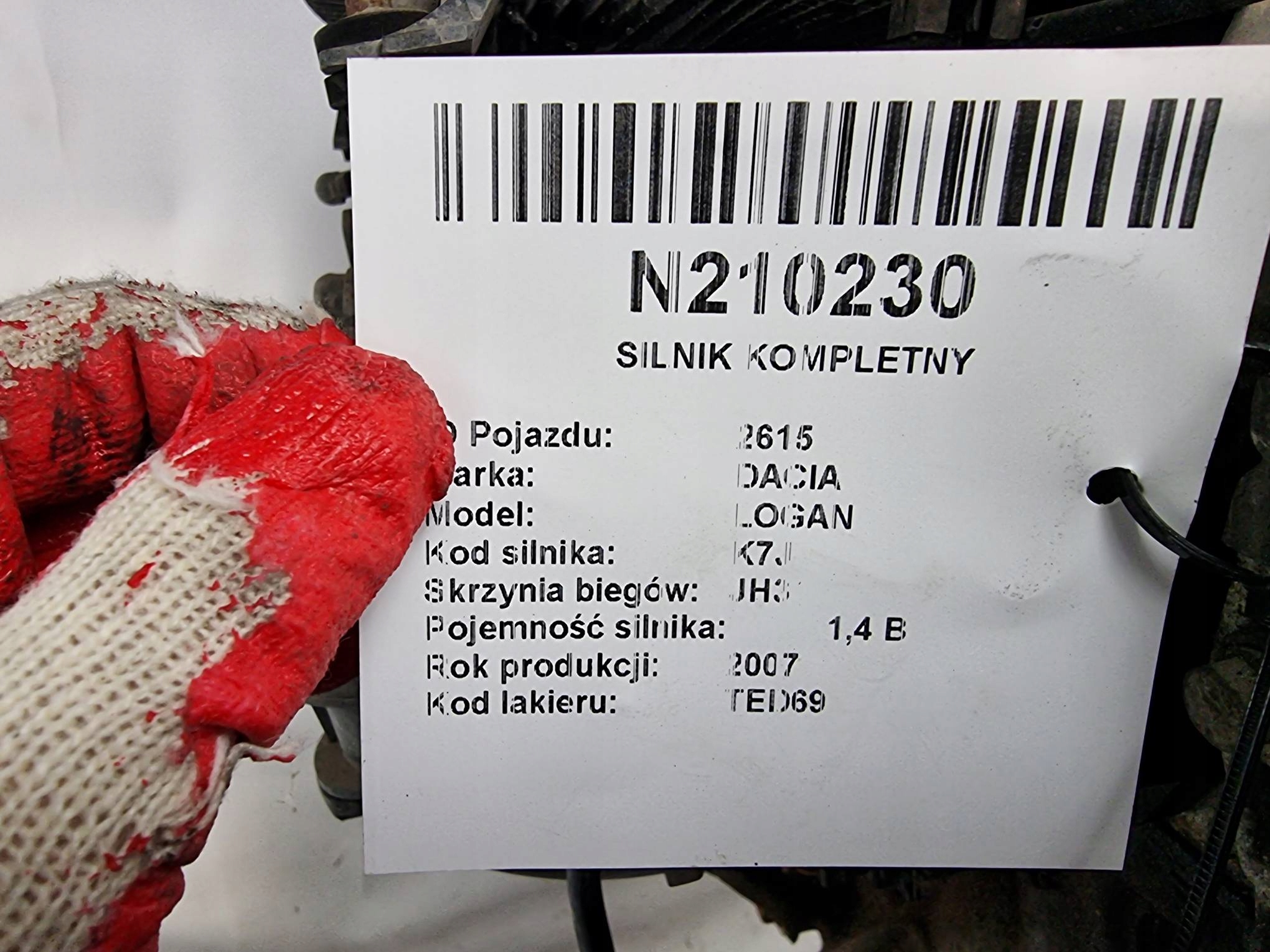 engine complete K7J 710 1.4 74 KM DACIA LOGAN
