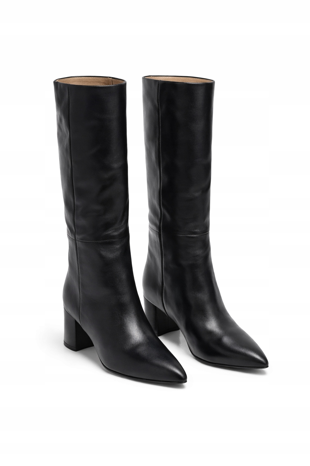 Černé Klasické Kozačky Na Podpatku Z Měkké Kůže 37 I3A