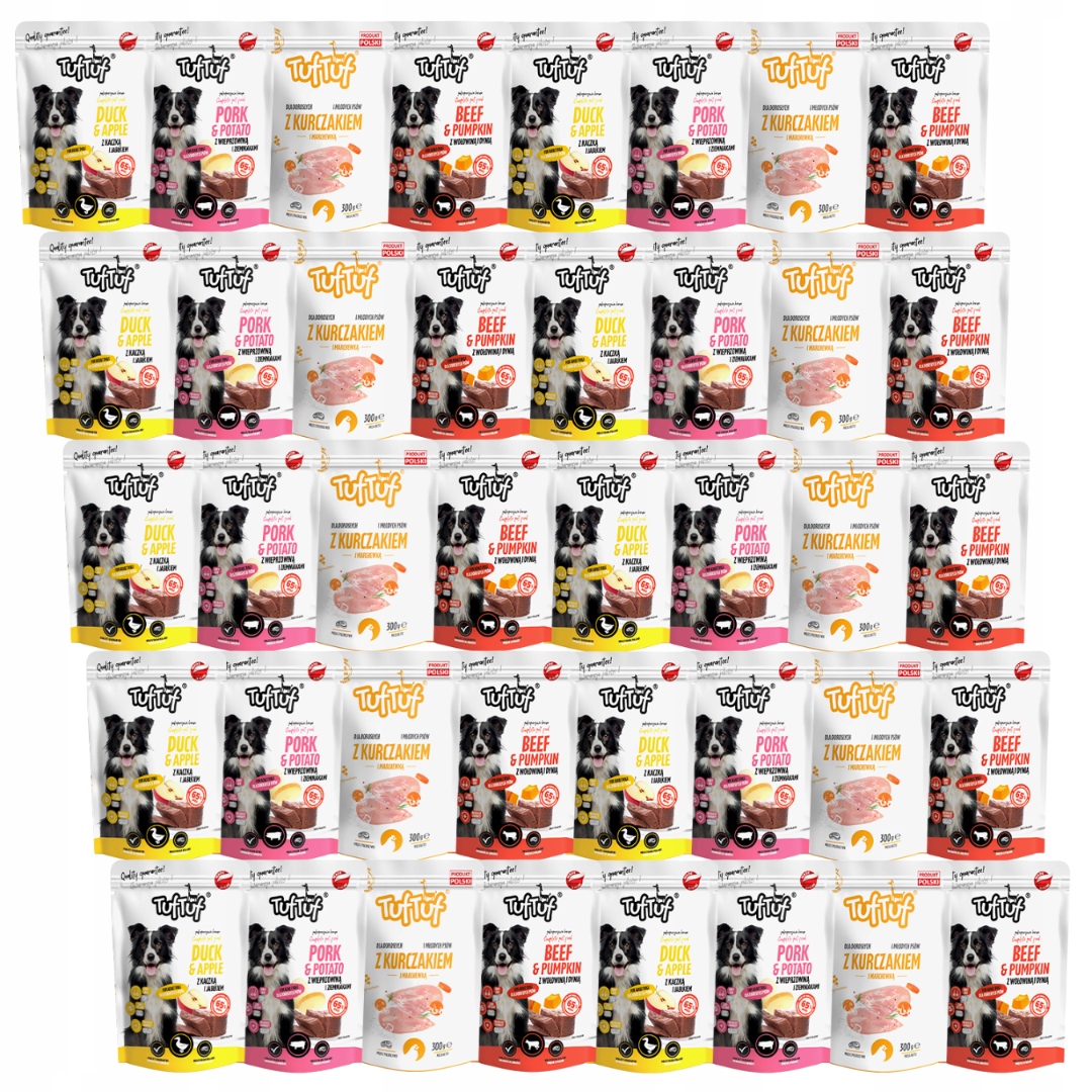 Levně TufTuf sáčky Vlhké Krmivo MIX Chutí sada 40x300g