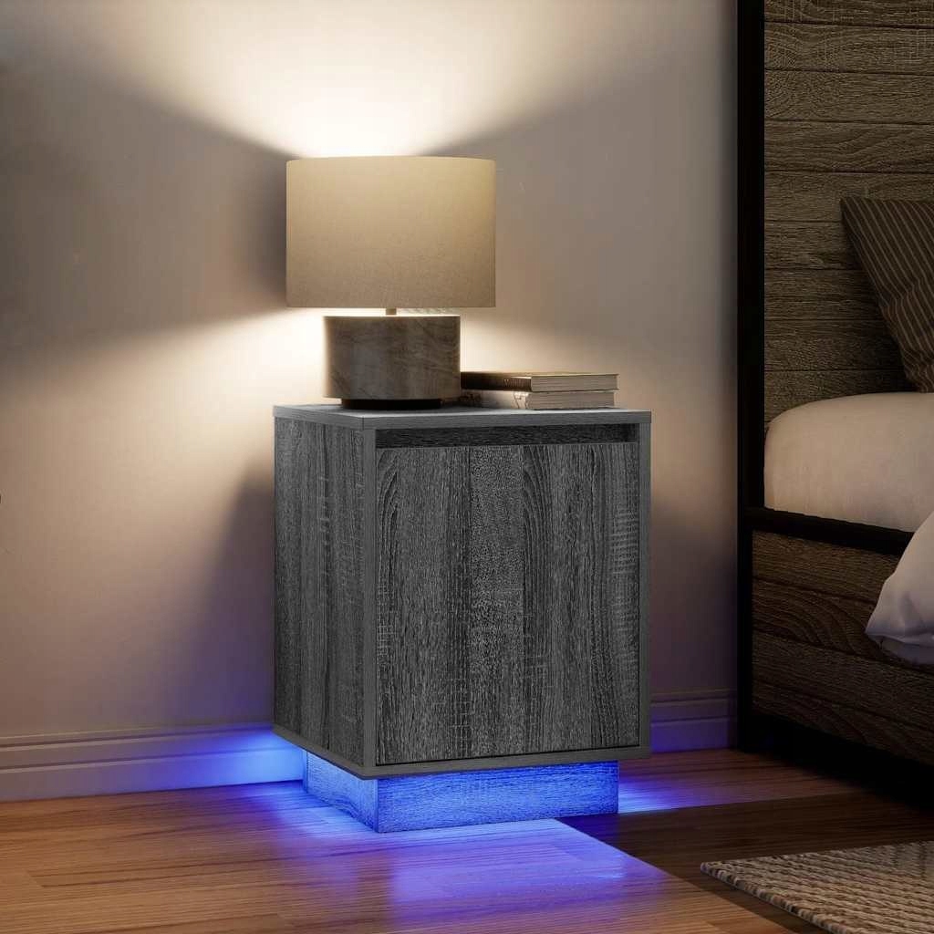 Nočné stolíky s Led osvetlením 2 ks sivá Sonoma 38x34x50 cm Lu