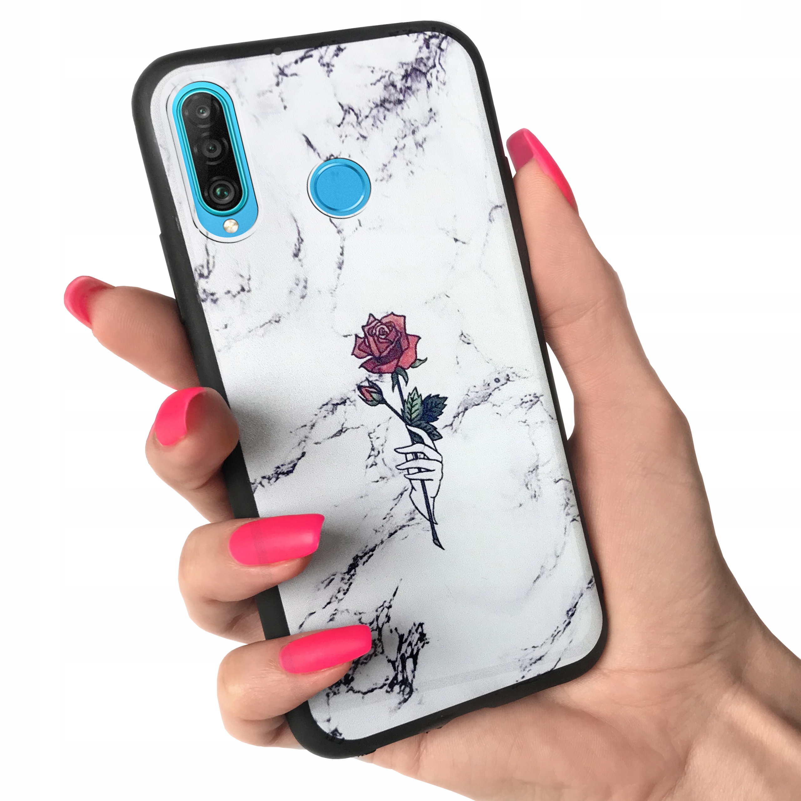 

Etui matowe do Huawei P30 Lite guma wzory + Szkło