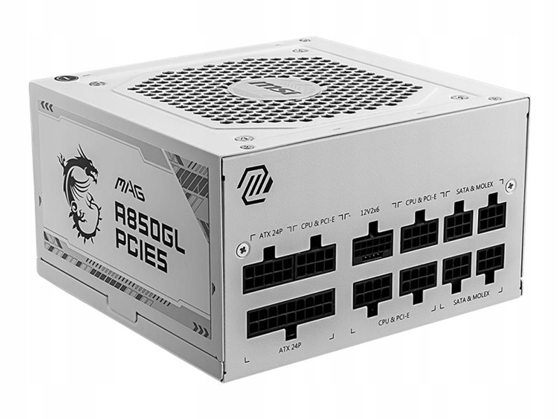 Msi zdroj Mag A850GL PCIE5 White/ 850W/ ATX3.1/ akt. Pfc/ 7 let celk. záruk