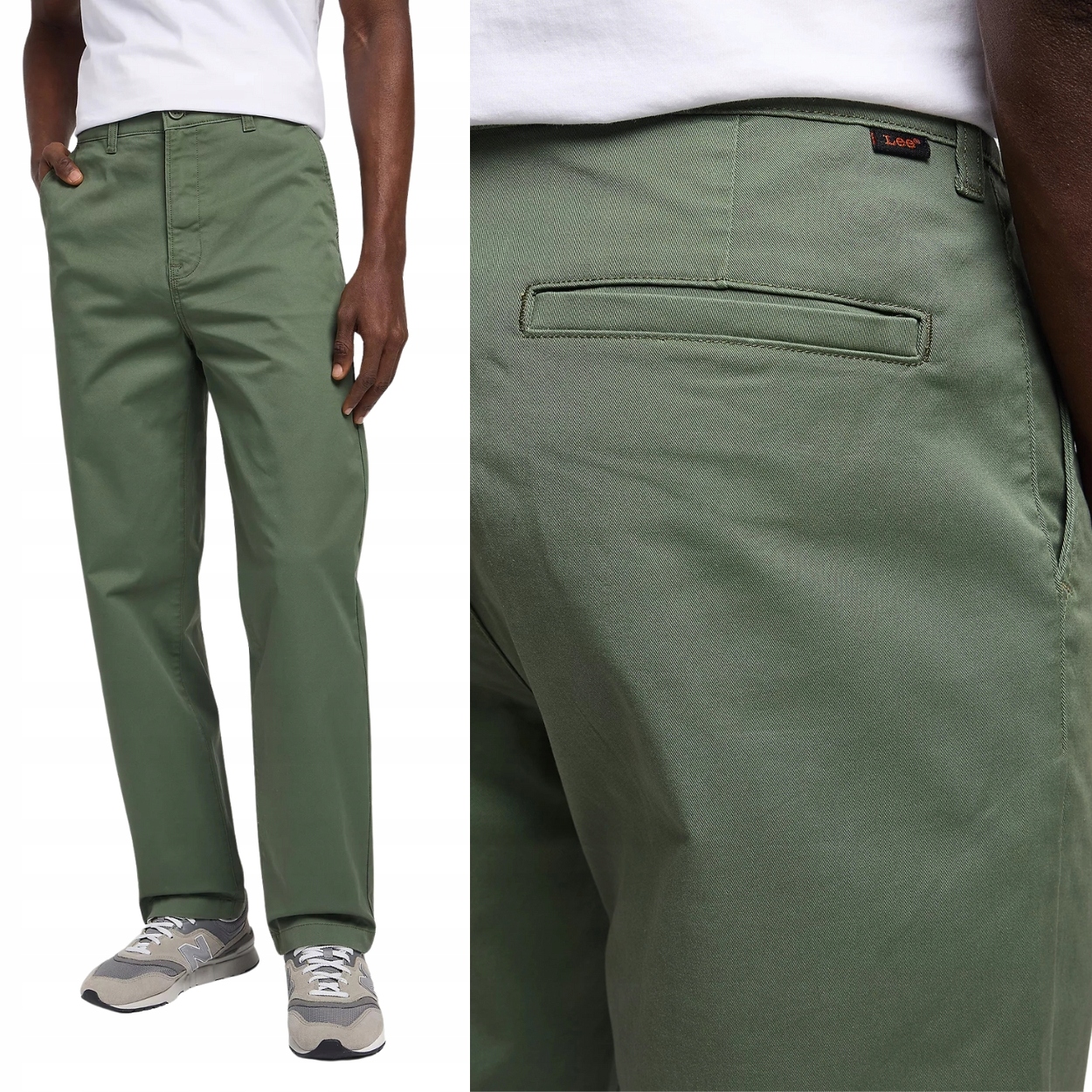 Lee Relaxed Chino Olive volné zelené látkové kalhoty chinosy W32 L32