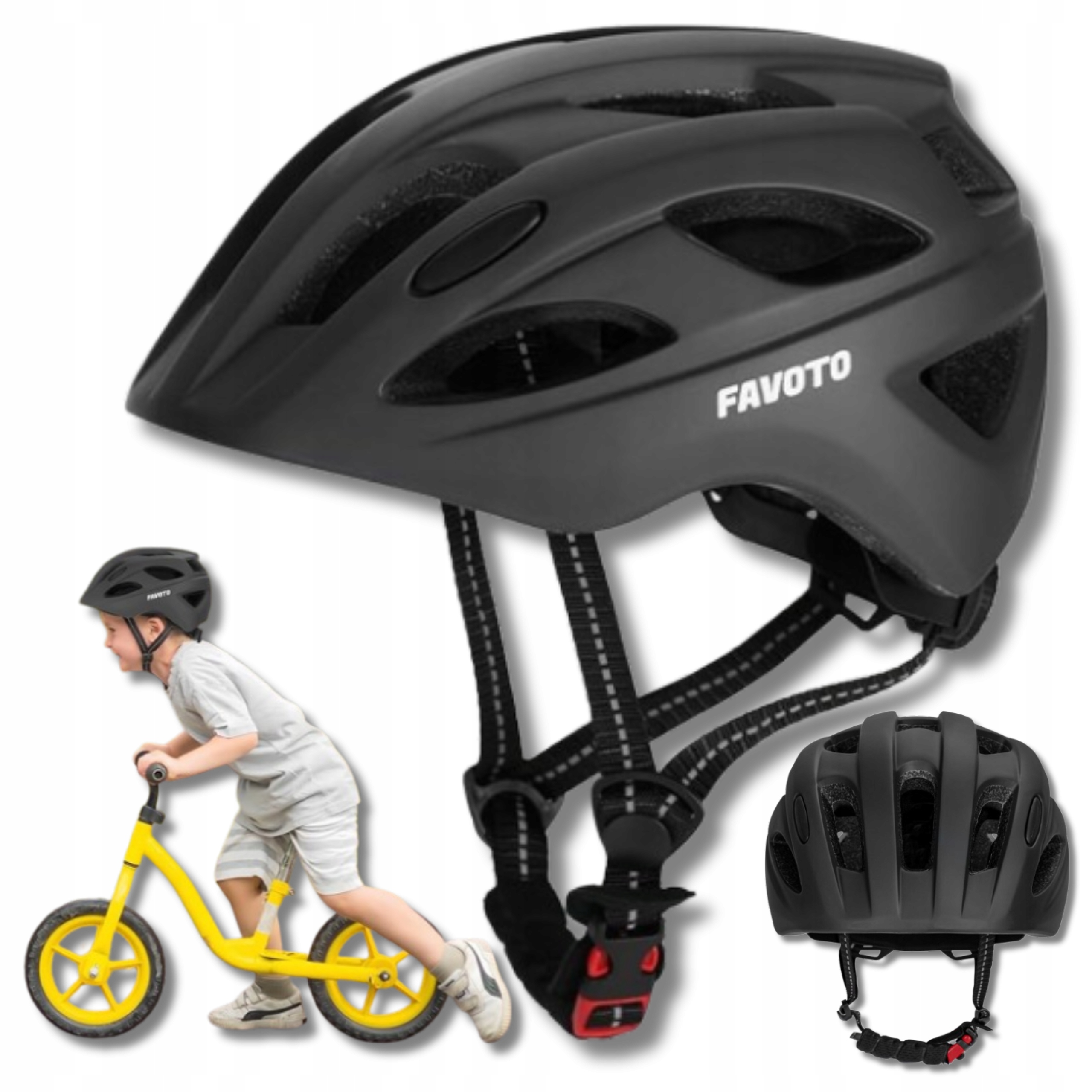 Silniční cyklistická přilba Mtb pro děti S 48-54 cm Lehká, nastavitelná, černá