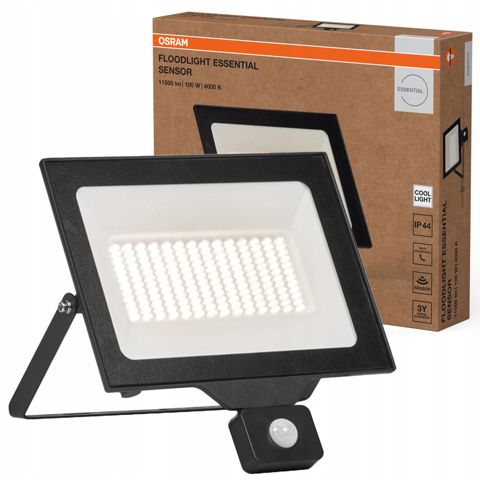 Led reflektor Snímač pohybu súmraku 100 W 10000 lm 4000K IP44 Floodlight