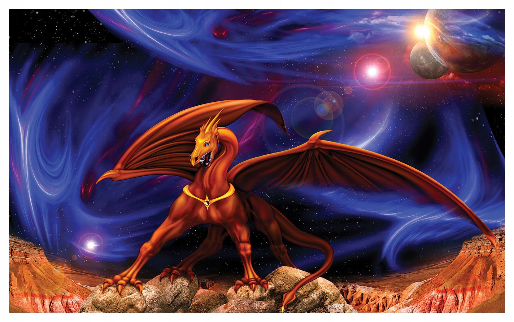 Fototapeta Vesmírný drak Planety Hvězdy Vinylová magie 416x254 lepidlo