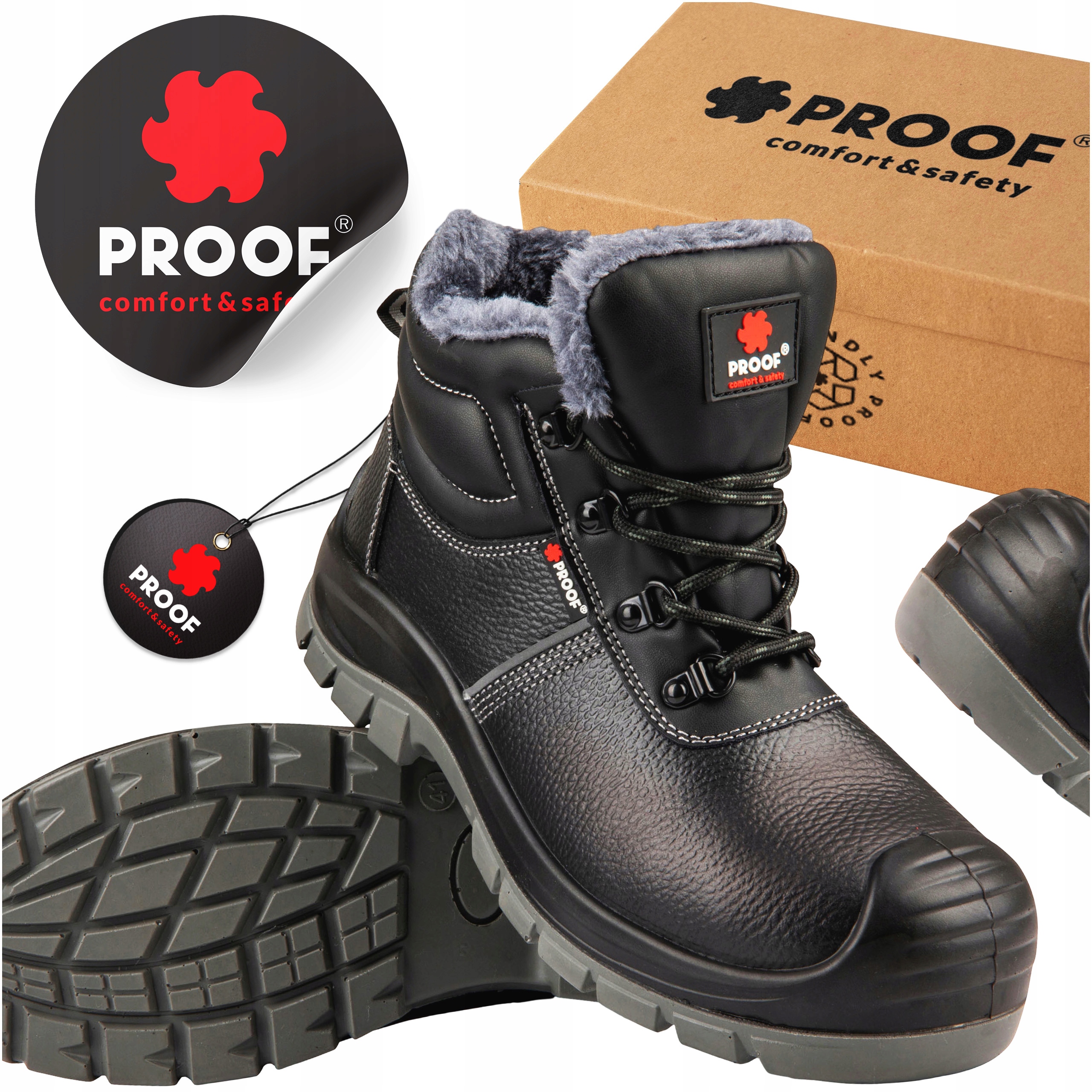 Buty Robocze Męskie Zimowe Trzewiki Ocieplane Obuwie Bhp Squall Rozm. 45